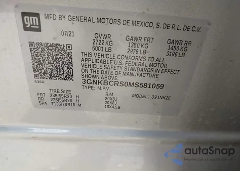 2021 Chevrolet Blazer Fwd 2Lt z USA, uszkodzony, nr VIN 3GNKBCRS0MS581059